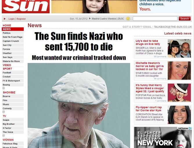 El diario británico &#039;The Sun&#039; ha localizado en Budapest al criminal de guerra nazi Ladislaus &#039;&#039;László&#039;&#039; Csizsik-Csatary