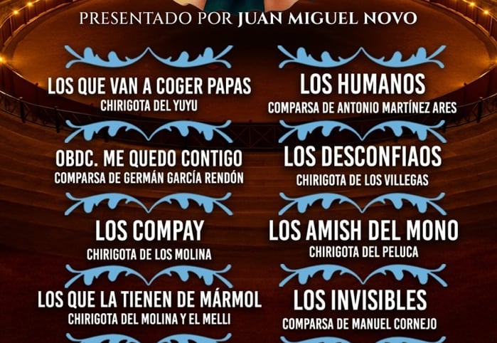 Cartel de las actuaciones en la Noche Carnavalesca