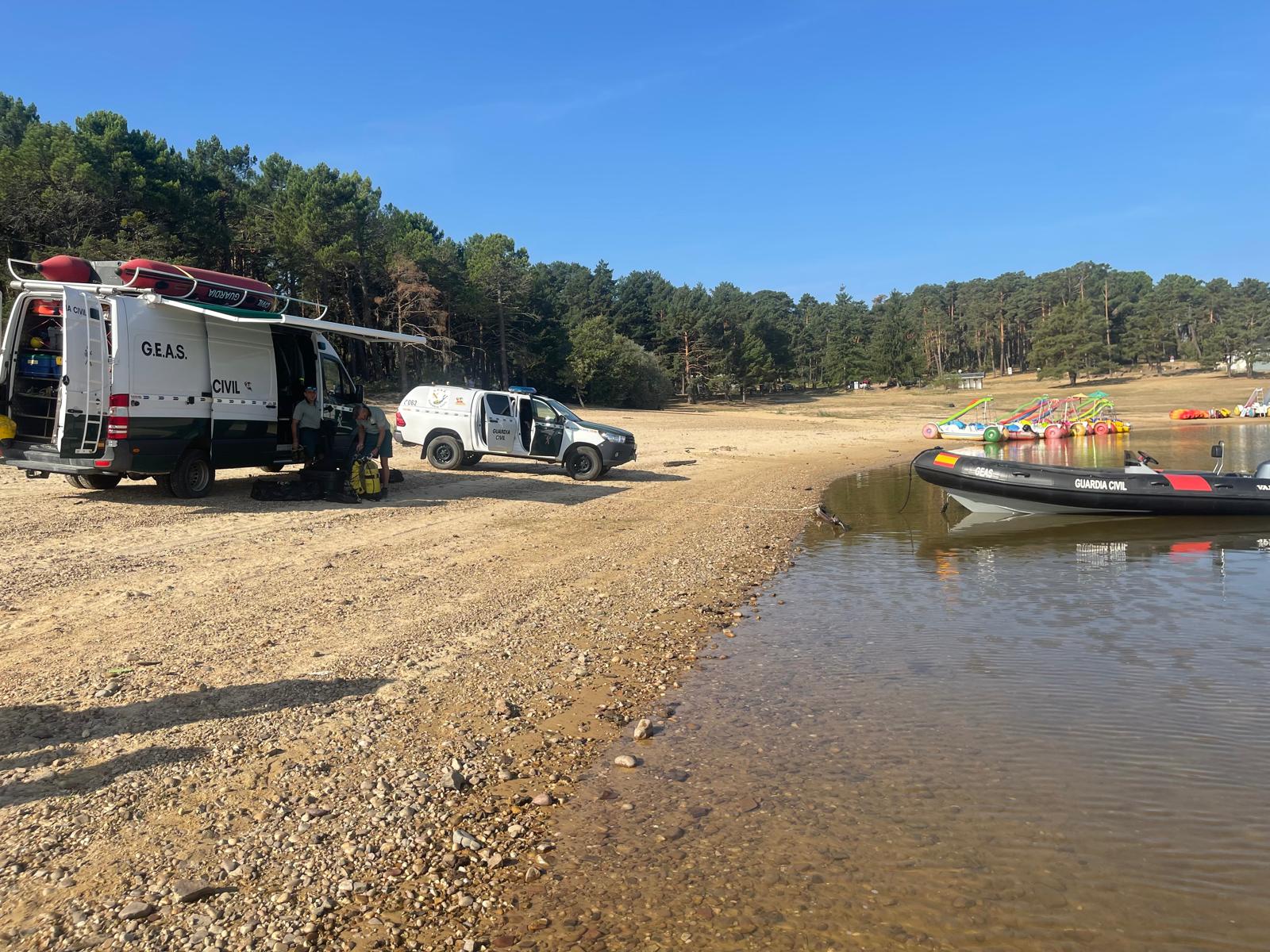 Búsqueda del joven ahogado en el pantano de la Cuerda del Pozo de Soria