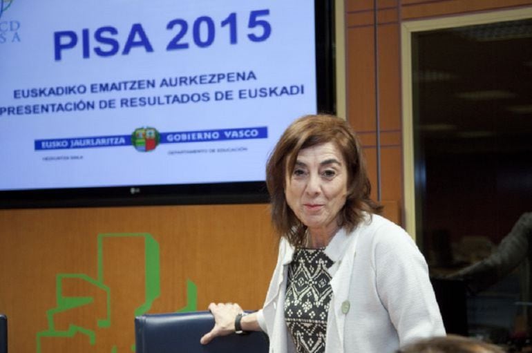 Cristina Uriarte durante la presentación de los resultados del informe PISA de 2015