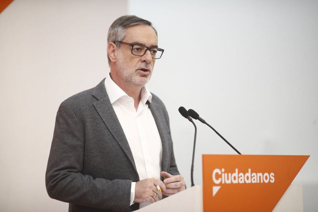 El secretario general de Ciudadanos, José Manuel Villegas, en rueda de prensa el pasado lunes