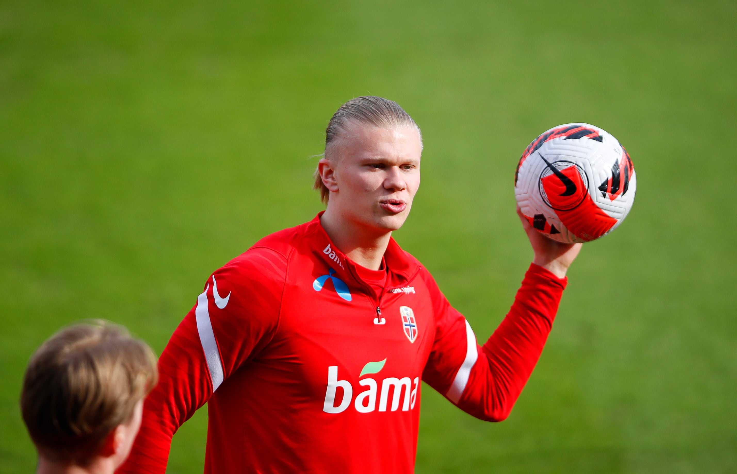 Erling Haaland, durante un entrenamiento con Noruega