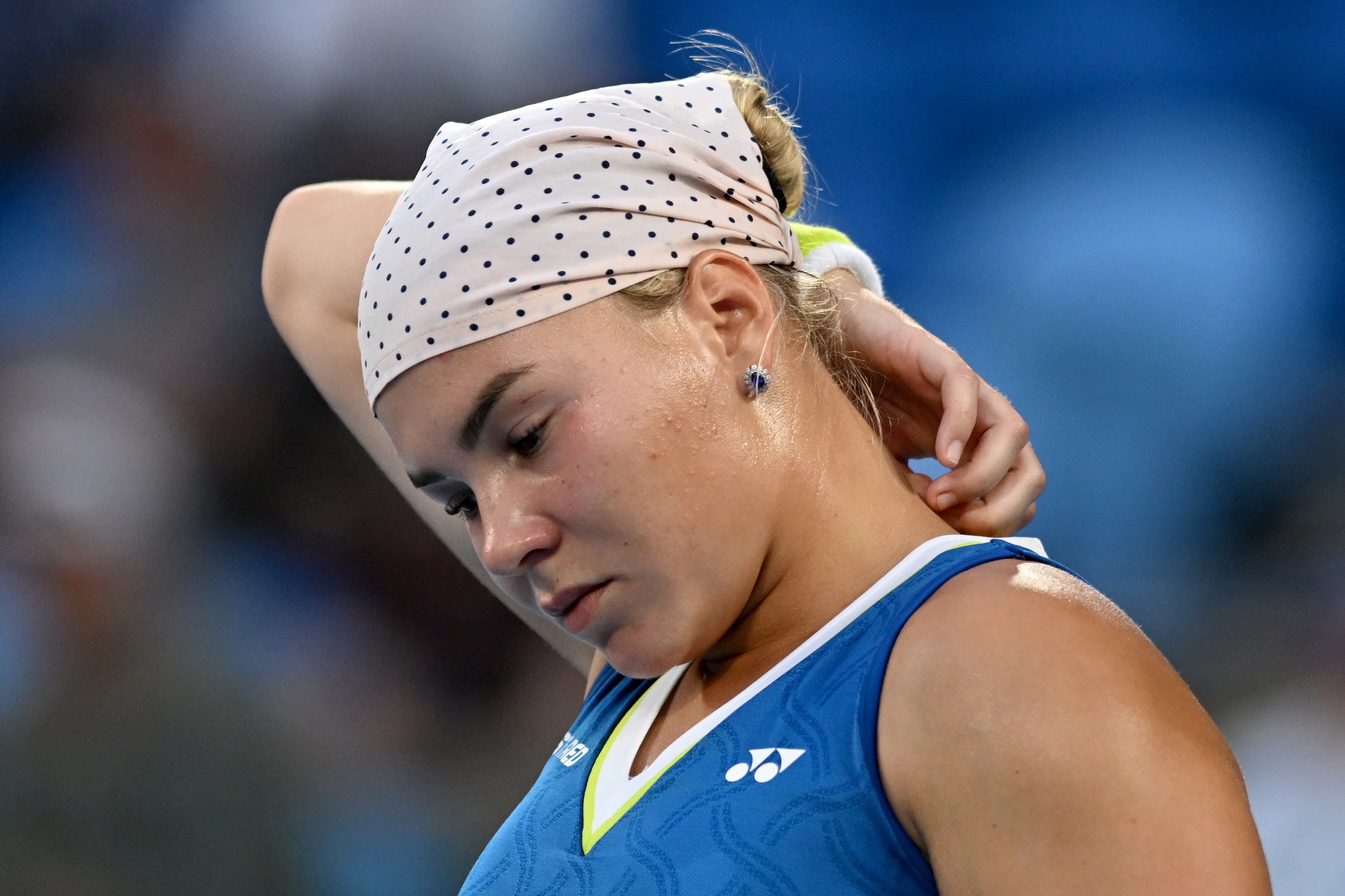 MELBOURNE (Australia), 23/01/2026.- Diana Shnaider of Russia reacts during the Womens 3rd round match against Elina Svitolina of Ukraine on day 6 of the 2026 Australian Open tennis tournament in Melbourne, Australia, 23 January 2026. (Tenis, Rusia, Ucrania) EFE/EPA/LUKAS COCH AUSTRALIA AND NEW ZEALAND OUT