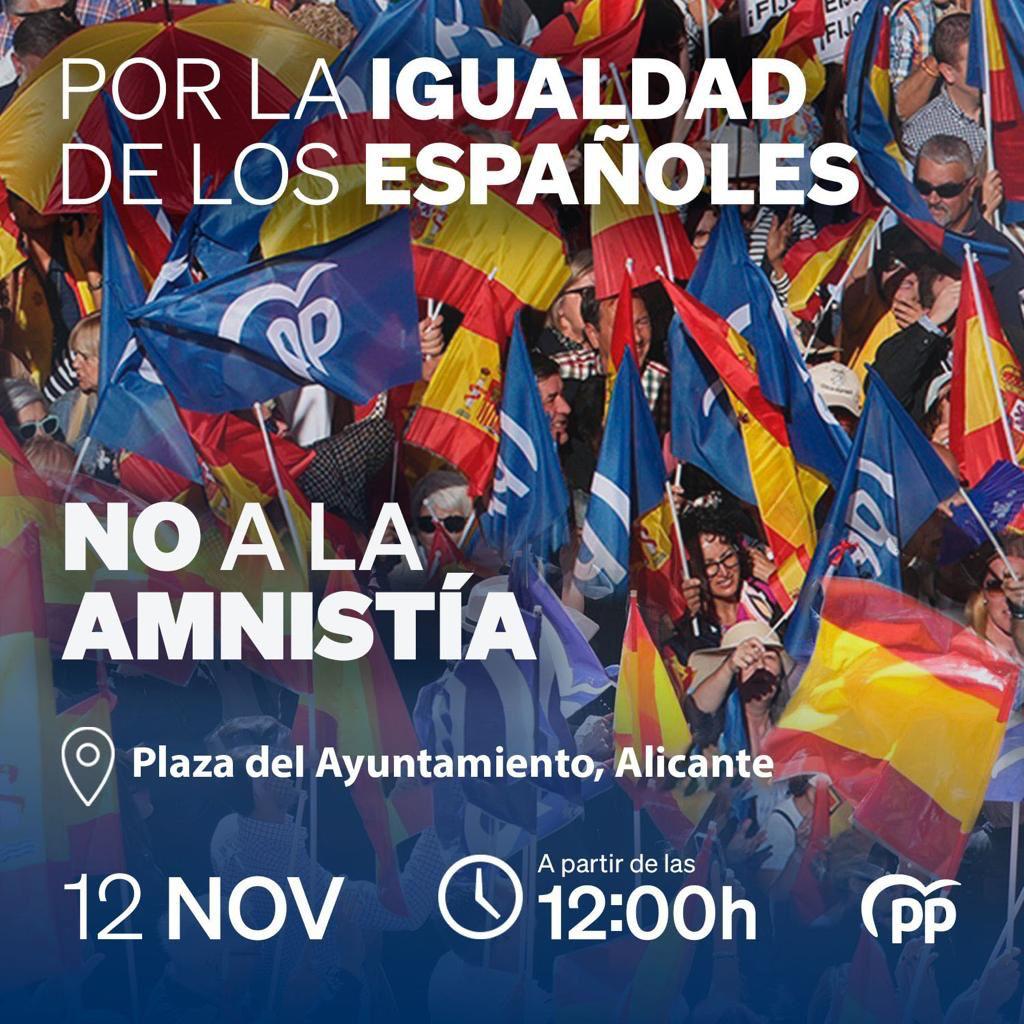 Convocatoria PP a manifestación contra la amnistía en Alicante