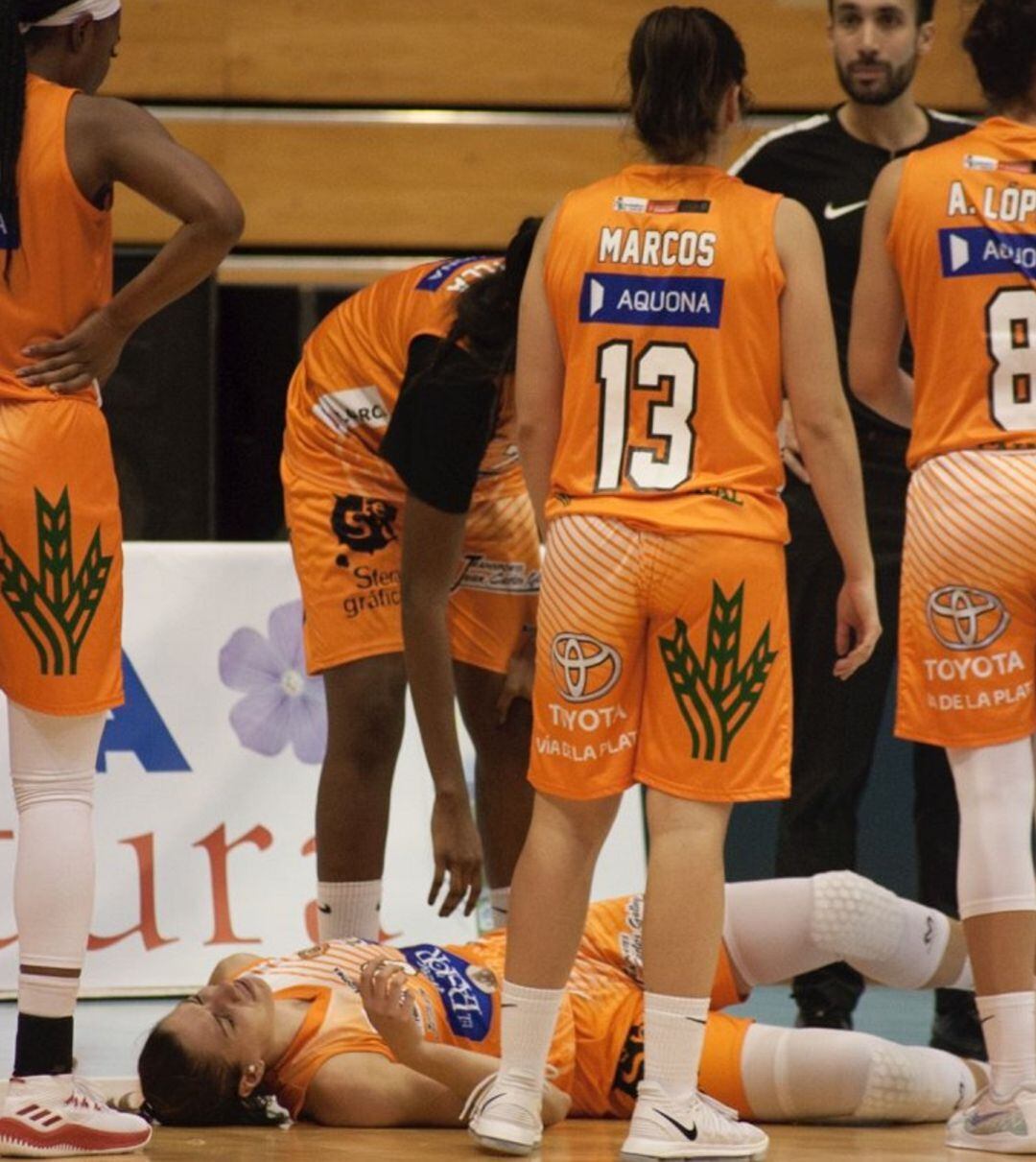 Laura Quevedo, en el momento de lesionarse
