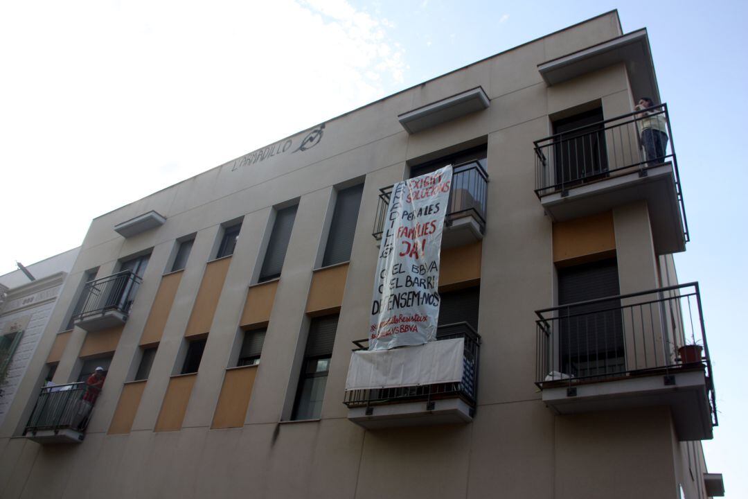 Edifici en el qual es volia fer un desnonament, al barri de Gràcia de Barcelona