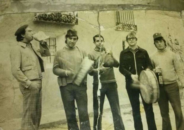 Quintos en Villar de Cañas. En la foto Alejandro &#039;Drin&#039;, Dominguín, el nieto del tío Basilio, Chelimba y Paco &#039;el Manchego&#039;.