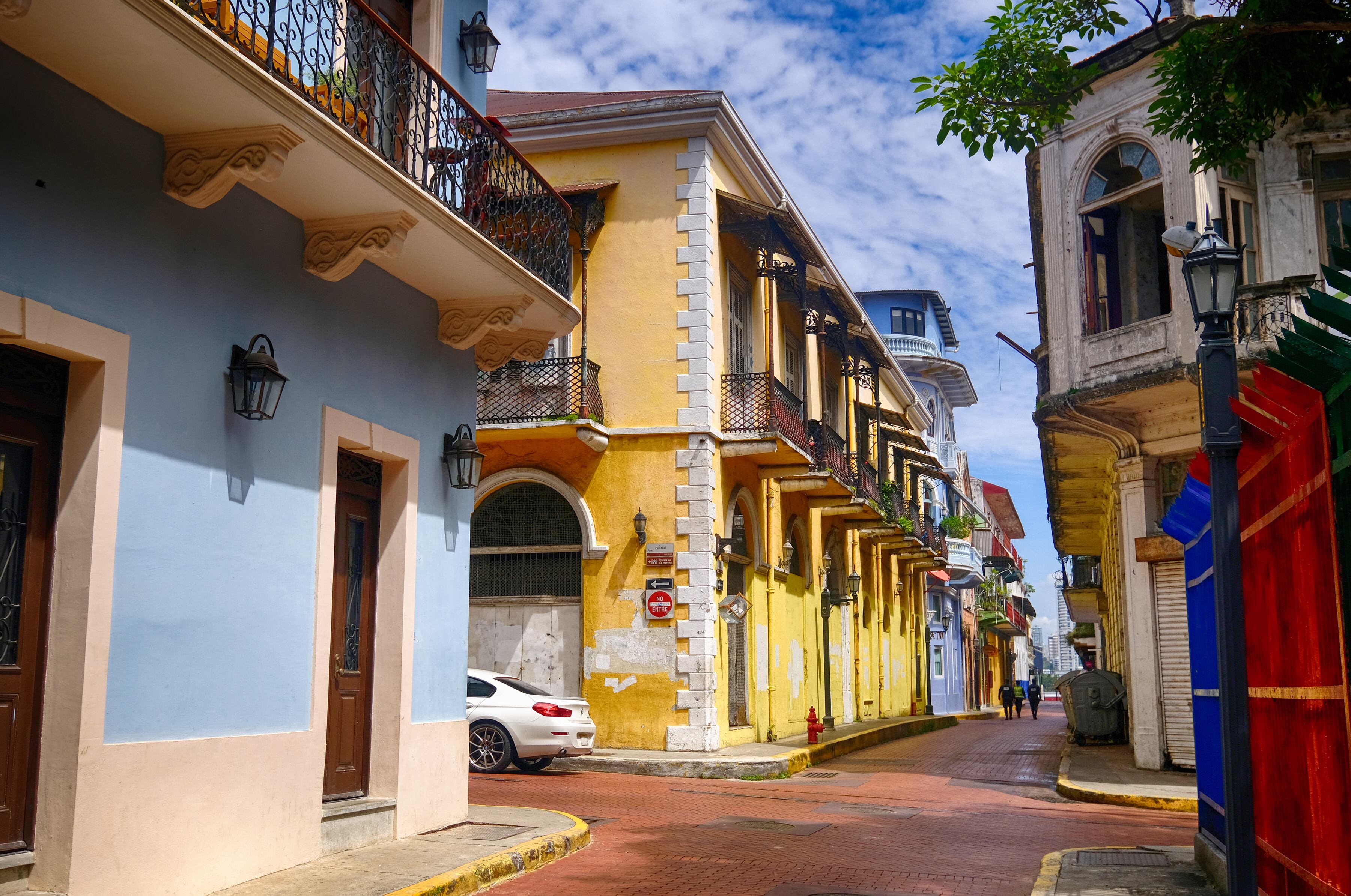 The old town area known as Casco Viejo in Panama City, Panama, and its historic architecture.