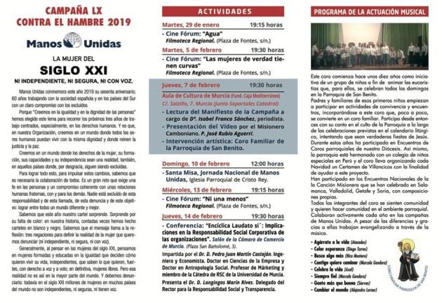 Actividades programadas en Murcia con motivo de la campaña LX contra el hambre