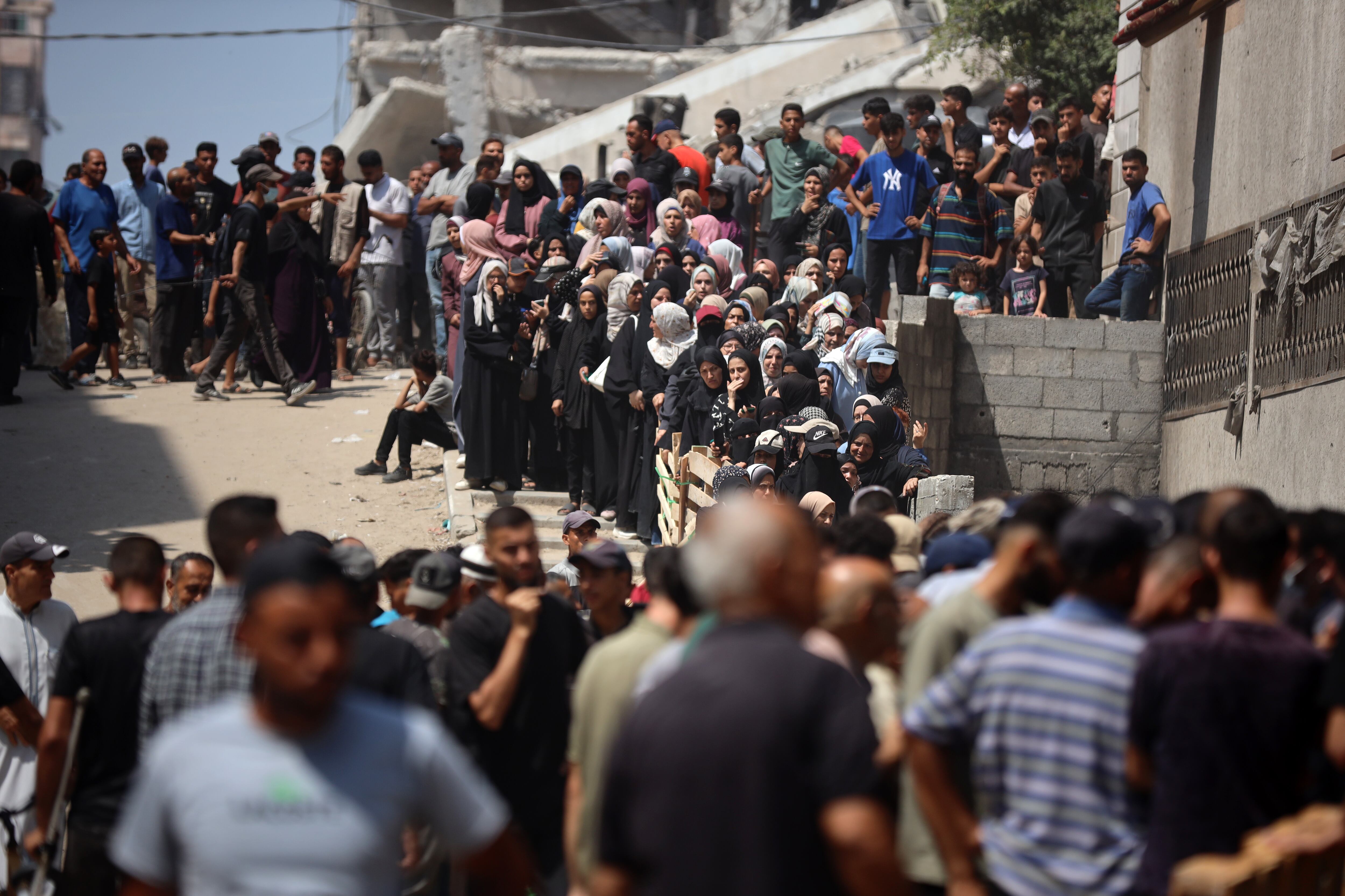 Un puesto de reparto de ayuda en Gaza.
