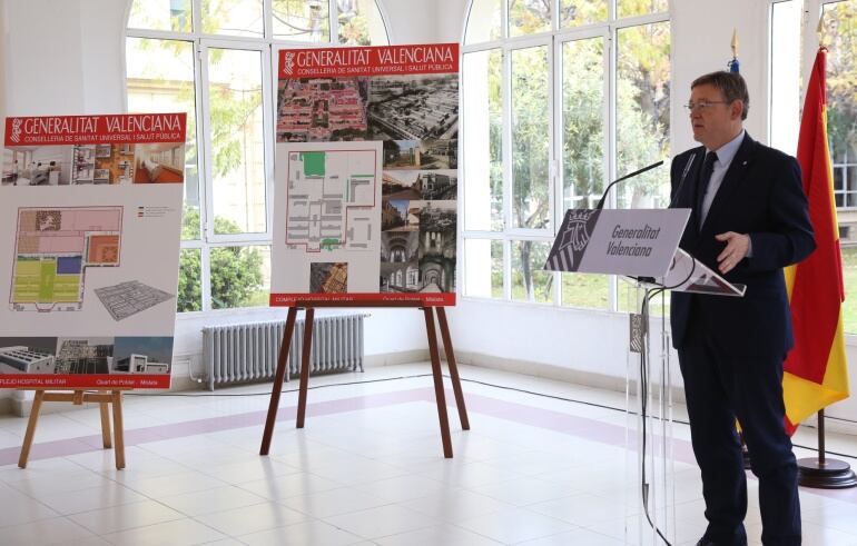 El President de la Generalitat, Ximo Puig, en la presentación de las obras de rehabilitación del antiguo Hospital Militar de Mislata y Quart de Poblet