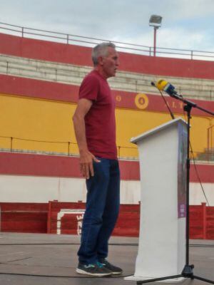 Diego Cañamero candidato de Unidos Podemos por Jaén. Son más que visibles los efectos de la huelga de hambre que mantiene desde el 16 de mayo en demanda de la libertad de Andrés Bódalo