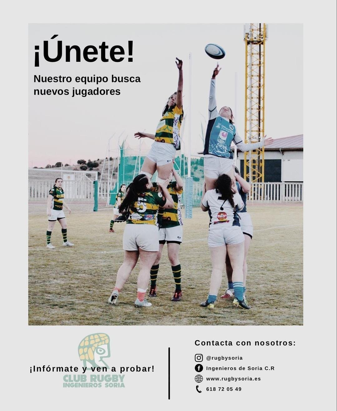 Cartel del Ingenieros Rugby Soria para la captación de nuevos efectivos para sus equipos en esta pretemporada.