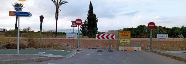 El Camí Vell de Pego que ha quedado cortado por las obras del enlace sur.