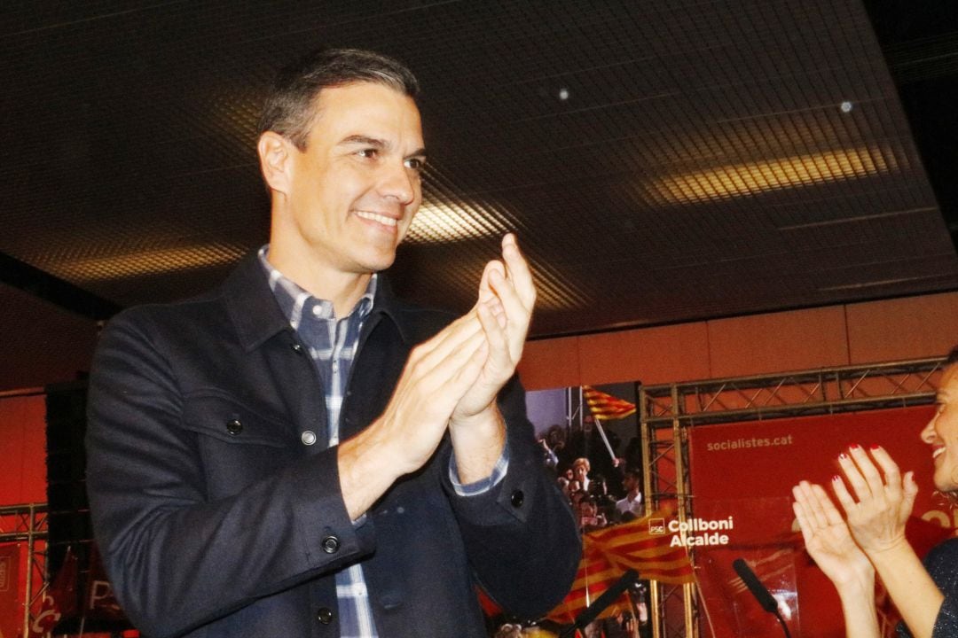 Pla mitjà del president del govern espanyol, Pedro Sánchez, a l&#039;acte socialista a Barcelona, el 12 de gener de 2018 (horitzontal)