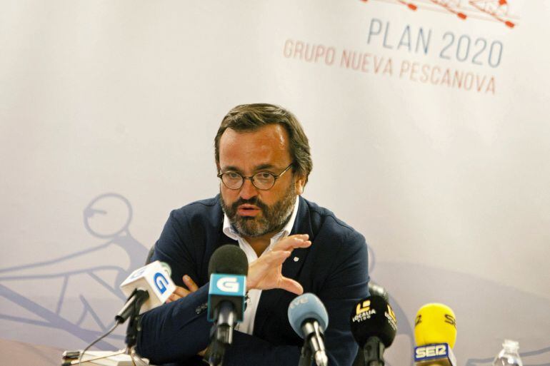 El director general de Nueva Pescanova, Ignacio González, durante la presentación hoy del plan estratégico del grupo en el periodo 2016-2020. 