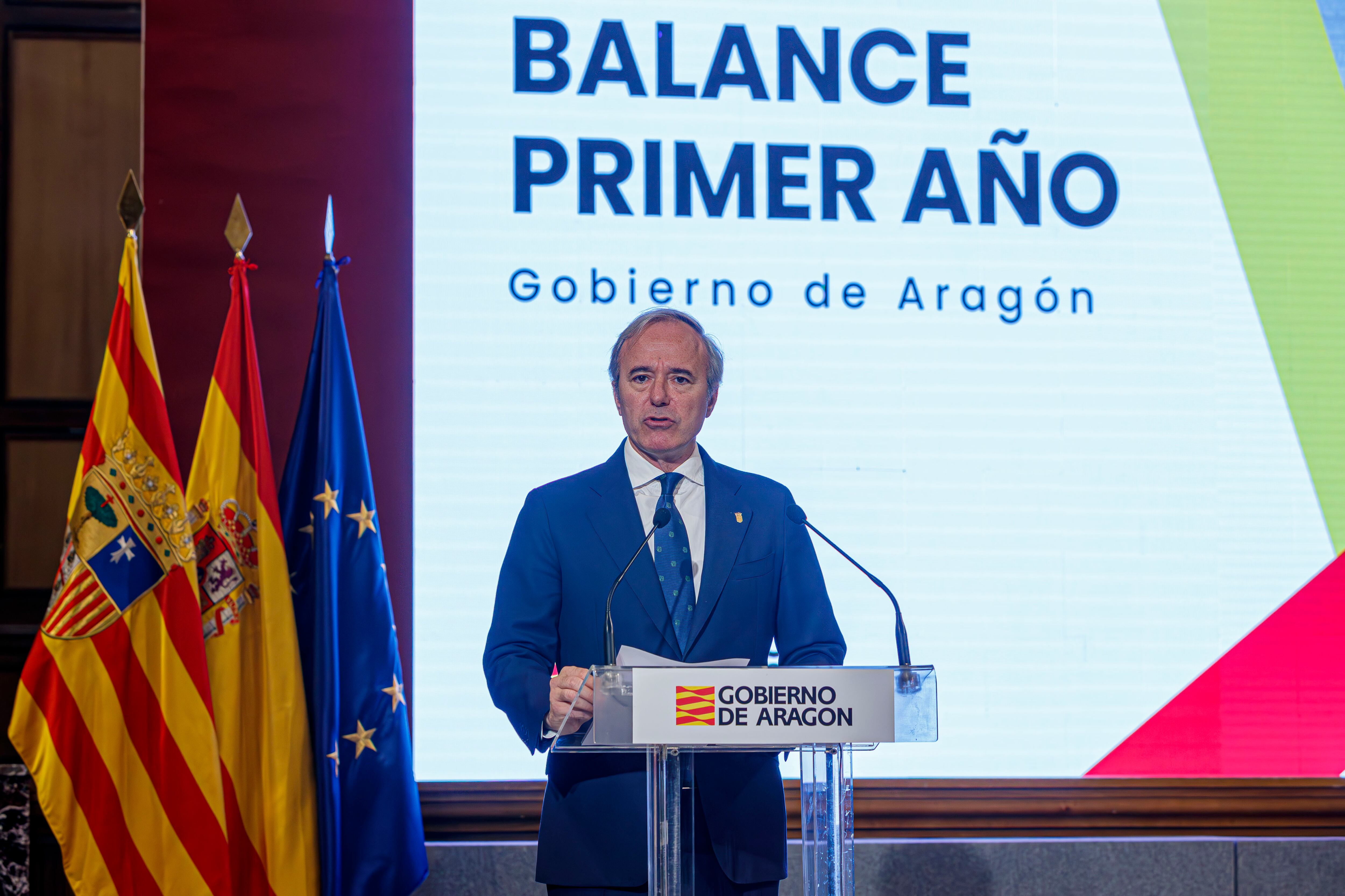 El presidente de Aragón, Jorge Azcón, realiza este lunes balance de su primer año al frente del Gobierno autonómico en la XI Legislatura