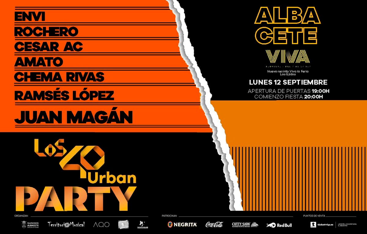 Cartel anunciador de la fiesta de &#039;Los 40 Urban&#039; en la Feria de Albacete