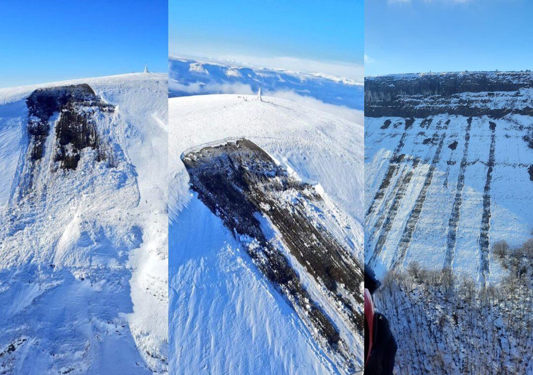 Impresionante alud de nieve en la cima de Gorbeia