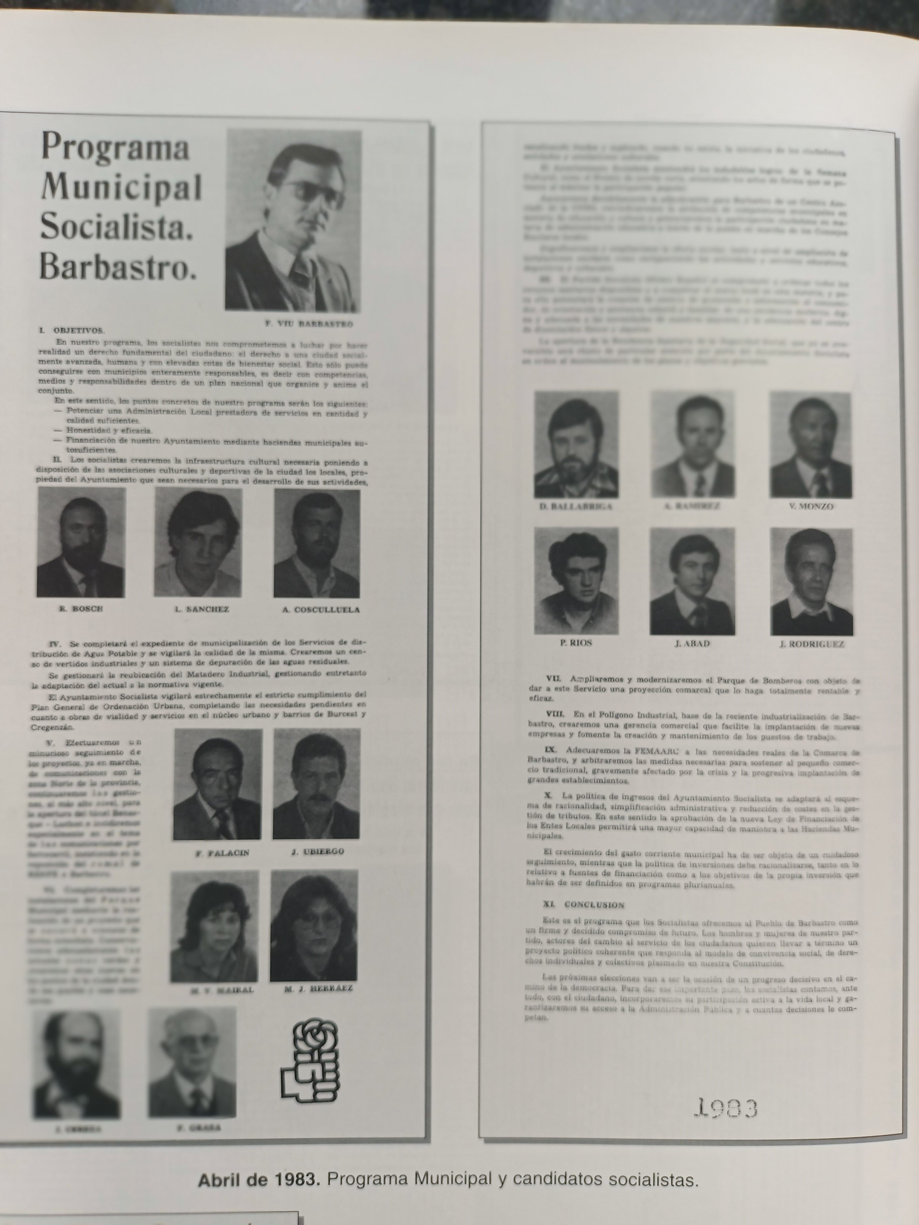 Francisco Viu encabezó la lista municipal del PSOE en el año 1983