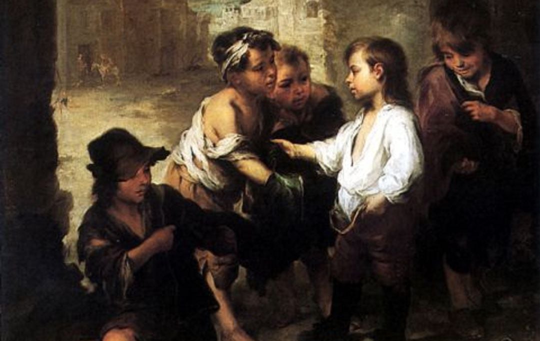 &#039;Santo Tomás de Villanueva niño repartiendo sus ropas&#039; de Murillo.