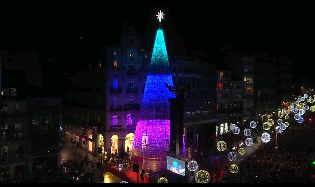Encendido de las luces de Navidad de Vigo en noviembre.
