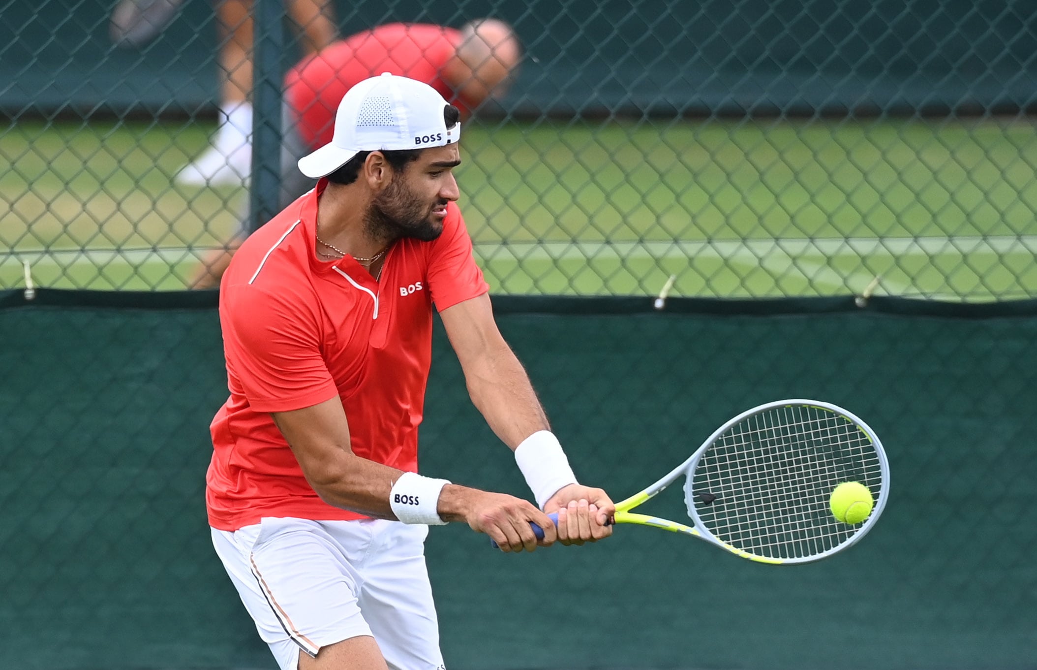 Berrettini, durante un entrenamiento en Wimbledon.