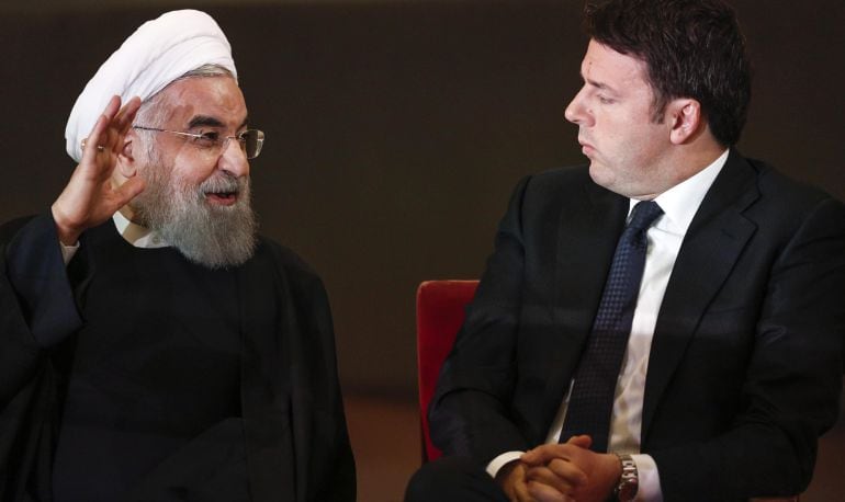 El presidente de la República Islámica de Irán, Hassan Rouhani , se reúne con el primer ministro de Italia, Matteo Renzi