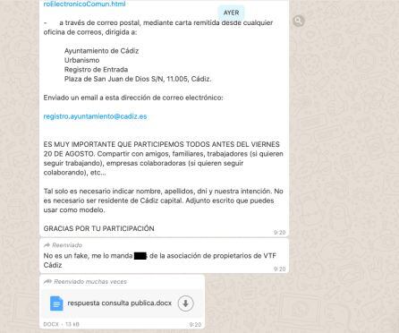 WhatsApp llamando a la participación &quot;si quieren seguir trabajando&quot;