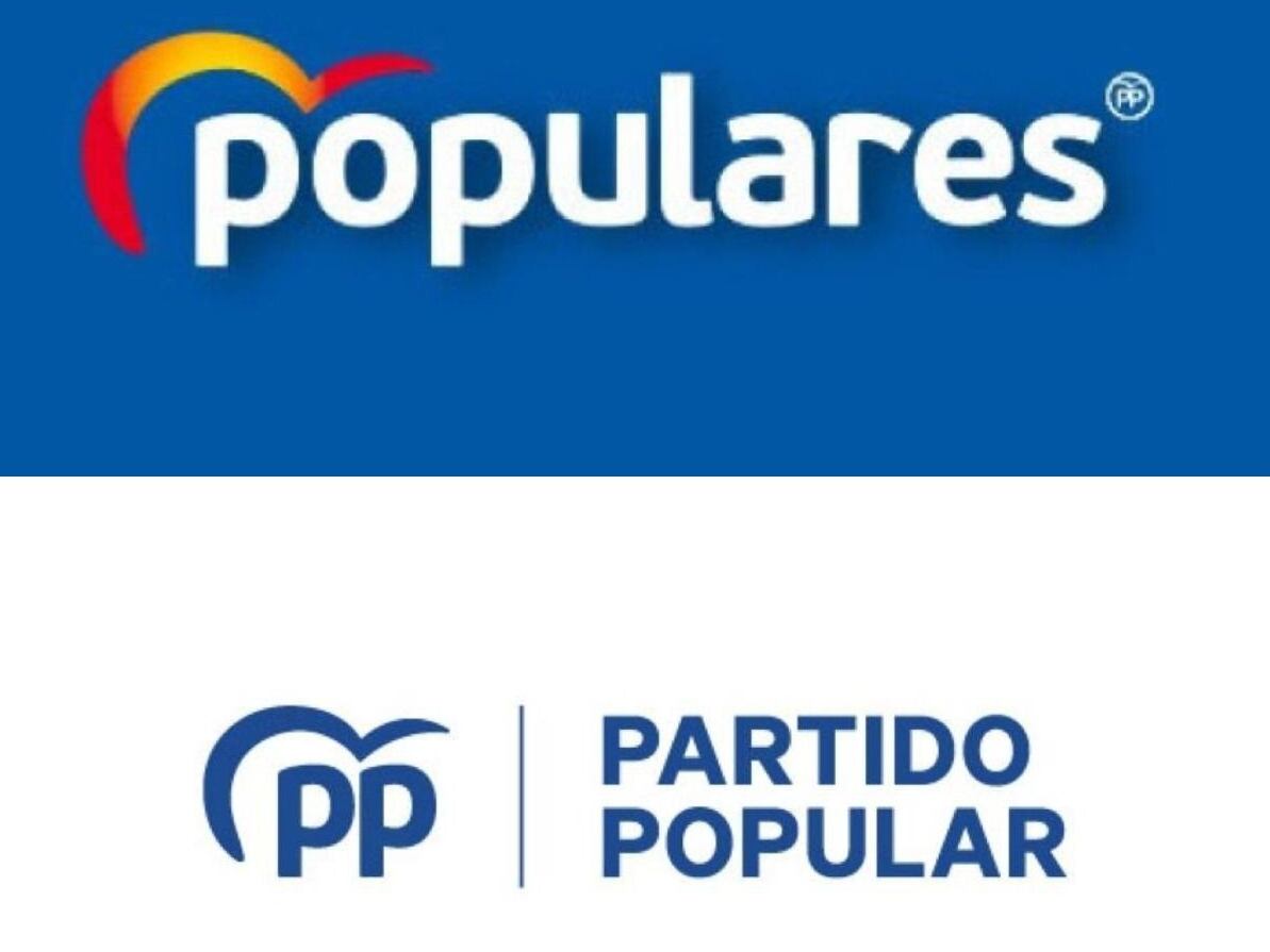 Arriba, logo del PP de 2019; abajo, logo de 2022.