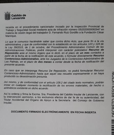 Documento en el que se explican los posibles pasos a dar.