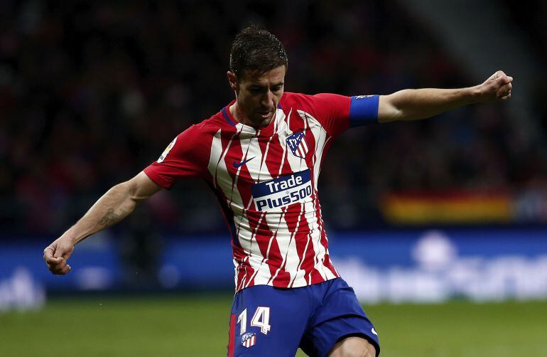 Gabi, capitán del Atlético, durante un partido de esta temporada 