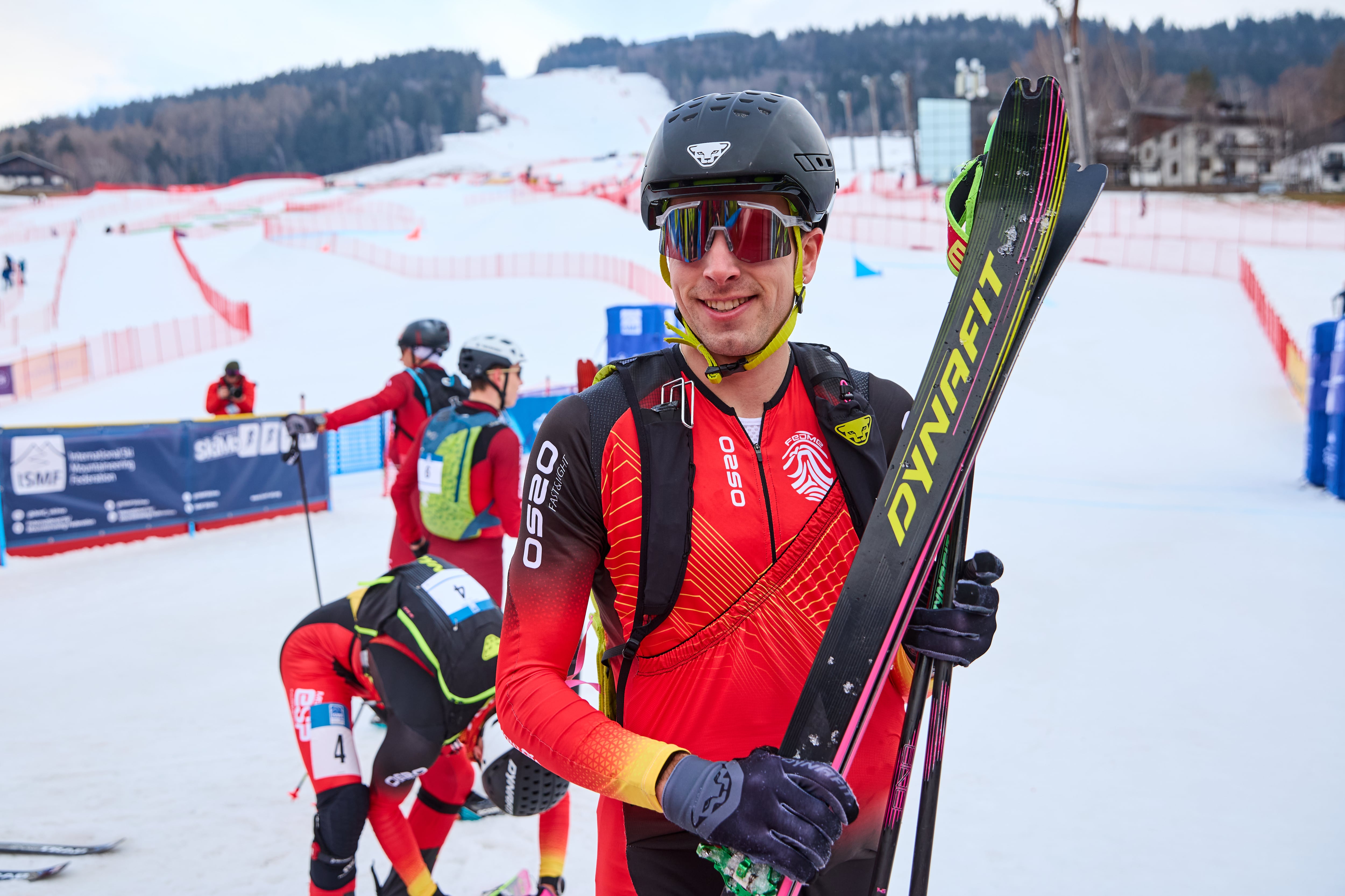 BORMIO, ITALY - FEBRUARY 22: Oriol Cardona Coll of Spain celebrates after winning the ISMF Ski Mountaineering World Cup sprint event at Stelvio Alpine Skiing Centre on February 22, 2025 in Bormio, Italy. (Photo by Francesco Scaccianoce/Getty Images)