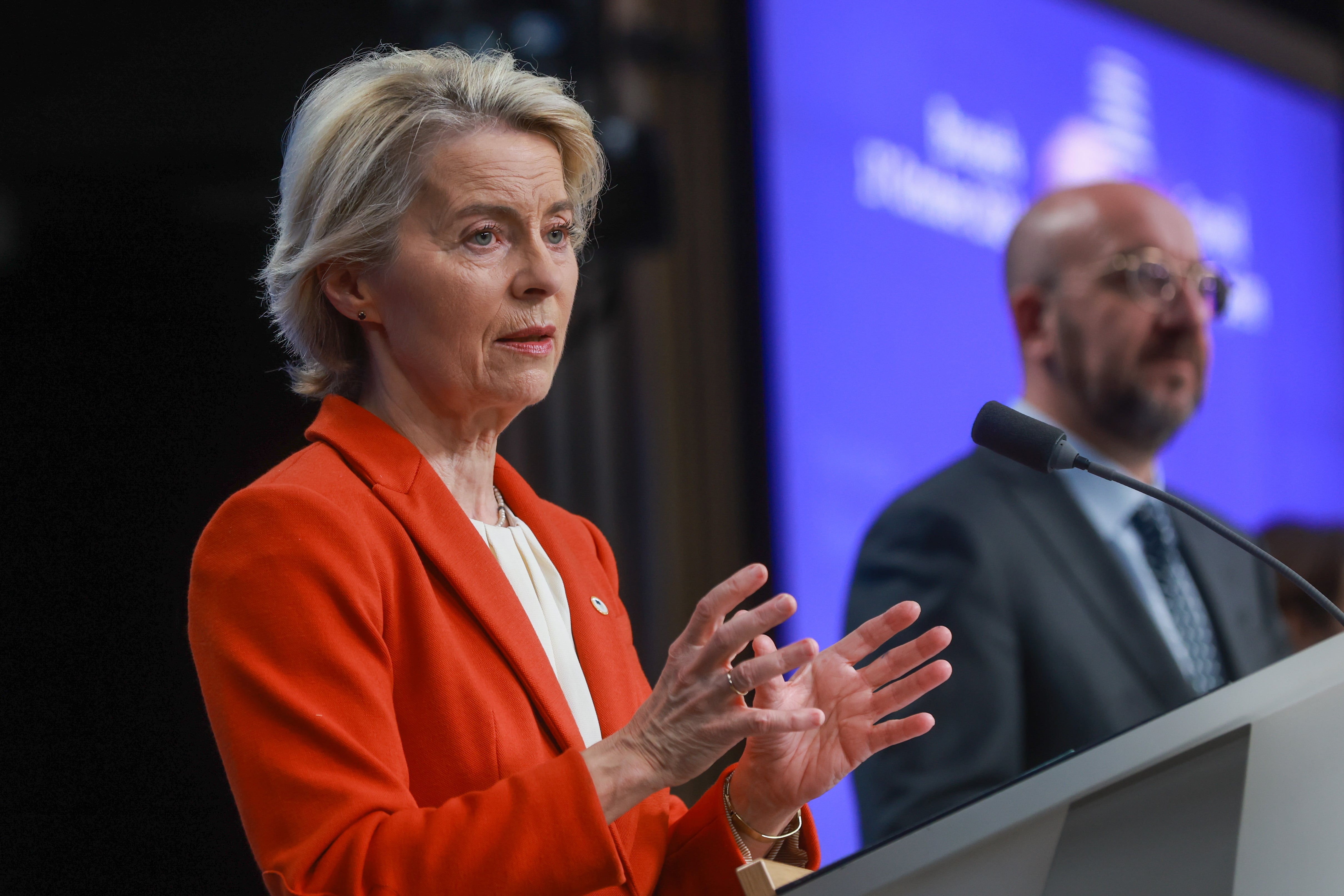 La presidenta de la Comisión Europea, Ursula von der Leyen, tras la reunión del Consejo de Europa