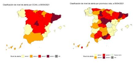 Nivel de riesgo frente al COVID-19 por CCAA