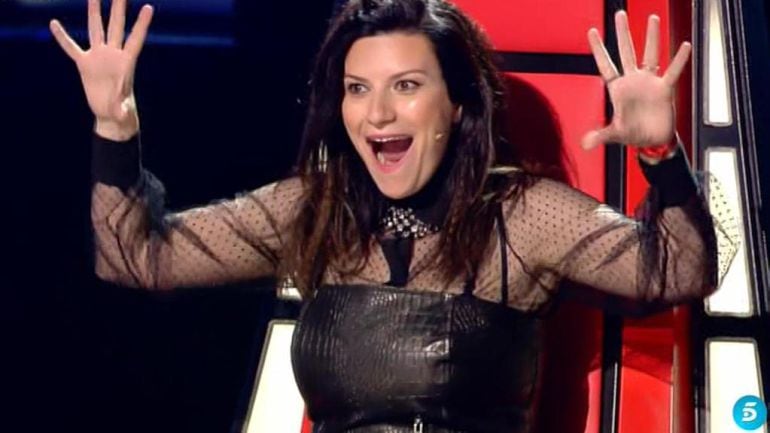 Laura Pausini en un momento de la gala de &#039;La voz&#039;