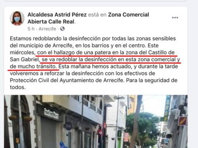 Las declaraciones que han provocado la reacción de la Federación de Inmigrantes de Lanzarote fueron publicadas en su página de Facebook