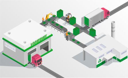 Logifruit centra su actividad en el lavado, desinfección, clasificación, almacenamiento y alquiler de envases reutilizables de plástico.