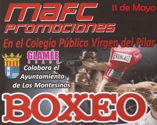 Cartel anunciando el combate de boxeo en el colegio público en la localidad de Montesinos