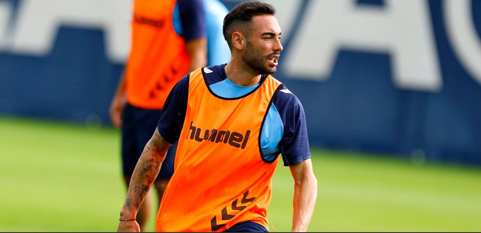 Víctor García, durante el trabajo del miércoles en La Rosaleda