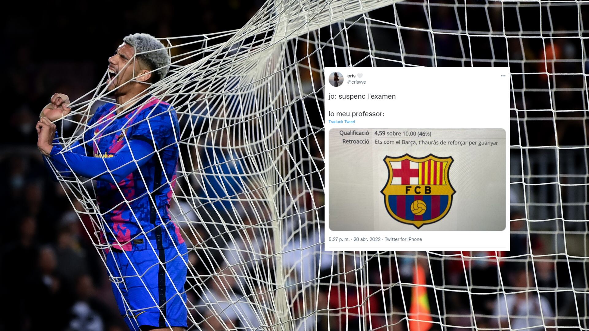 Araújo lamenta una jugada contra el Eintracht en Europa League