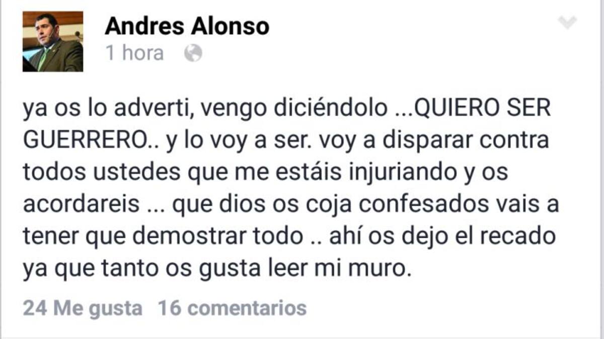 Andrés Alonso: "Si le molesta la palabra disparar, mala suerte"
