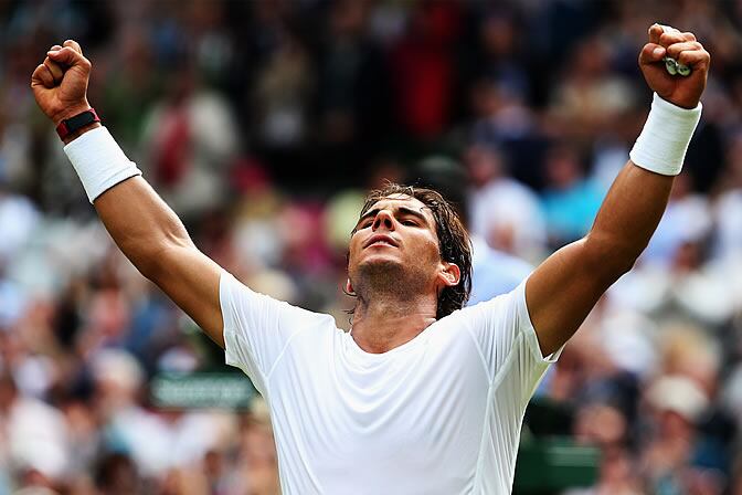 Nadal celebra su victoria ante Rosol