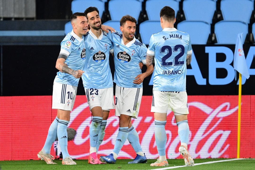 Futbolistas del Celta celebran un gol ante el Levante