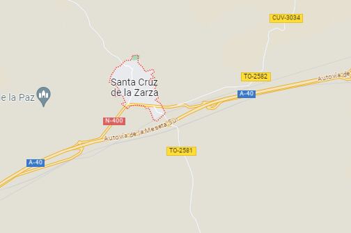 Mapa de Santa Cruz de la Zarza y la A-40. Fuente: Google Maps