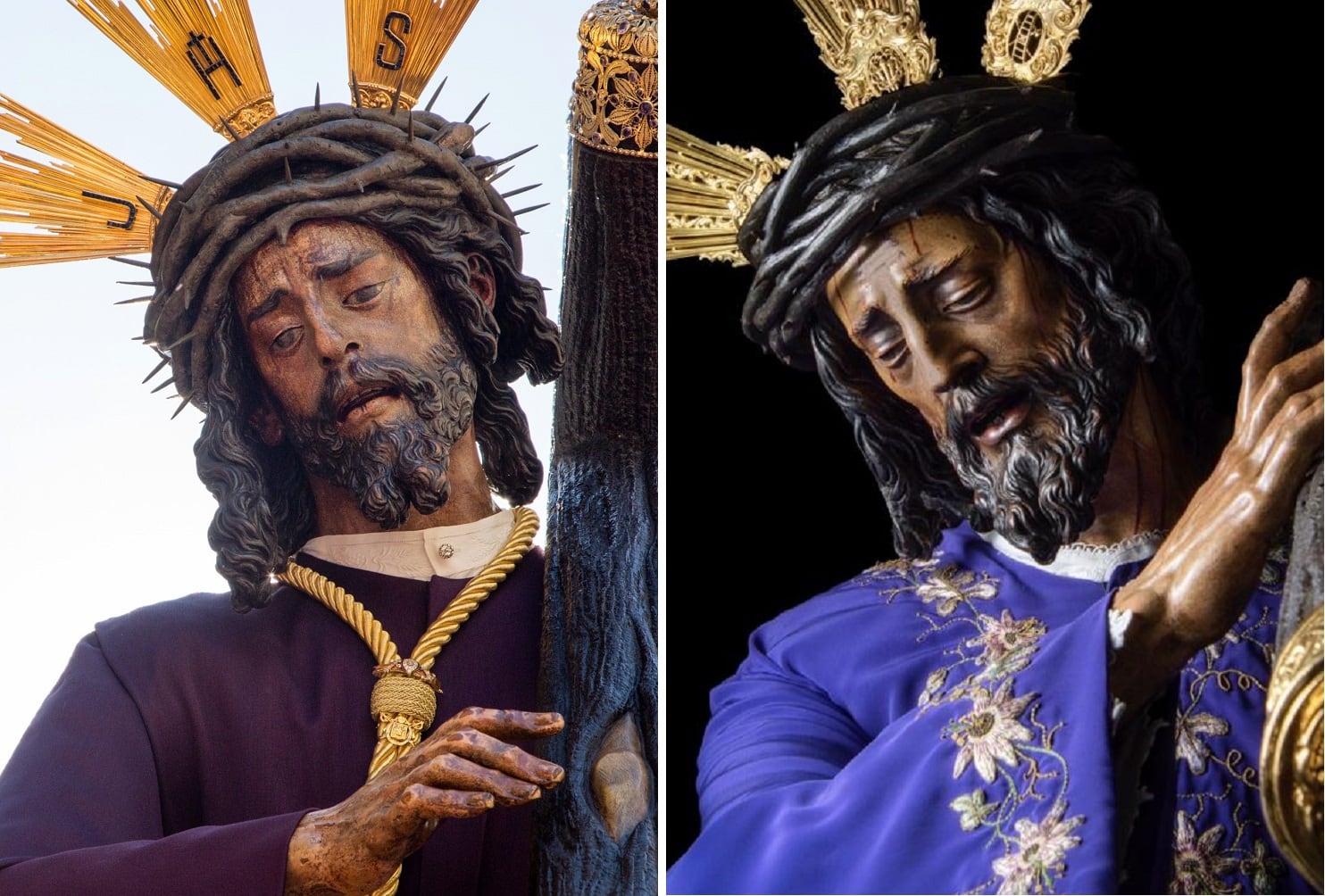 El Señor del Gran Poder, izquierda, y Nuestro Padre Jesús de la Pasión protagonizan los primeros actos cofrades del nuevo año