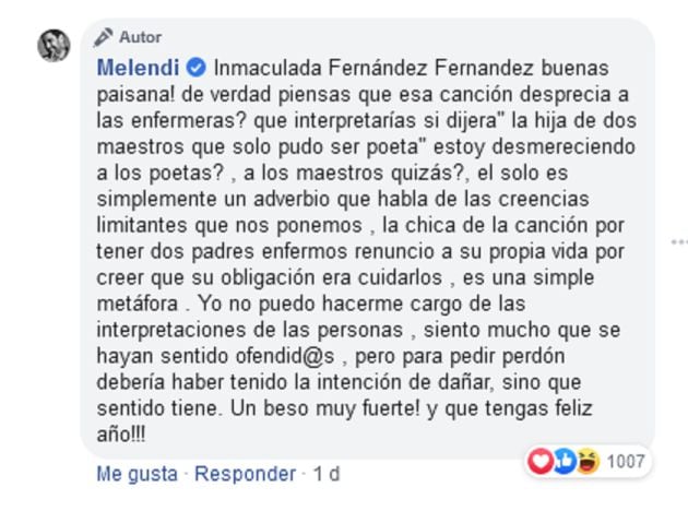 Melendi se pronuncia sobre la polémica.