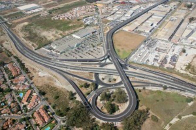 Vista aérea del acceso sur al Aeropuerto de Málaga