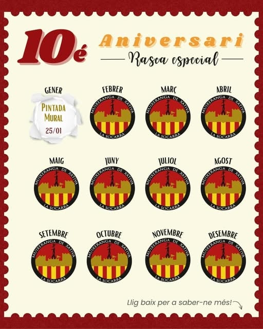Anuncio del primer acto del aniversario de la Muixeranga de Xàtiva