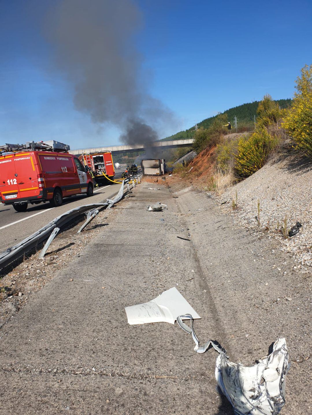 Imagen del incendio del camión 